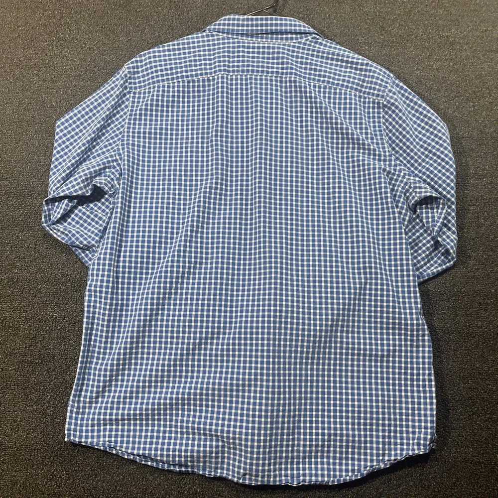 Banana Republic Mens XL Blue Gingham‎ Soft Wash Standard Fit Button Down Shirt